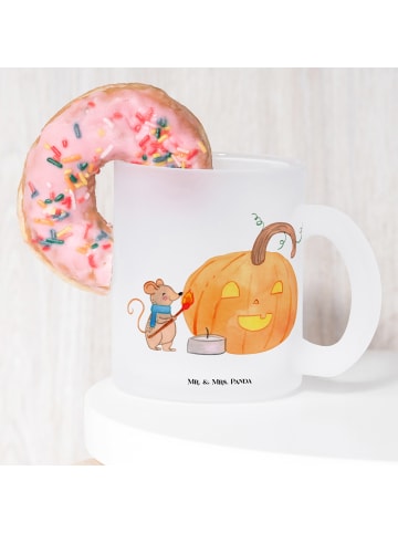 Mr. & Mrs. Panda Teetasse Glas Kürbis Maus ohne Spruch in Transparent