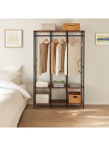 relaxdays Garderobe in Schwarz/ Braun - (B)141 x (H)180 x (T)40 cm