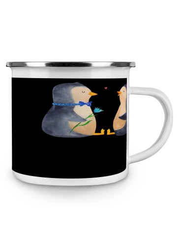 Mr. & Mrs. Panda Camping Emaille Tasse Hochzeitsreise Ewige Lieb... in Schwarz