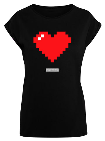 F4NT4STIC T-Shirt Pixel Herz Good Vibes Happy People in schwarz