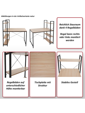 MCW Schreibtisch mit Regal K81, Marmor-Optik weiß