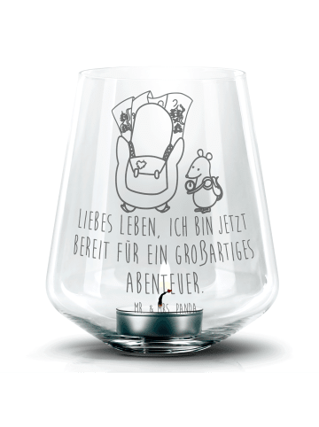 Mr. & Mrs. Panda Graviertes Windlicht Pinguin & Maus Wanderer mi... in Transparent