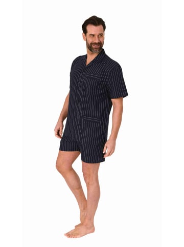 NORMANN kurzarm Schlafanzug Shorty Pyjama gewebt zum Knöpfen - 80183 in anthrazit