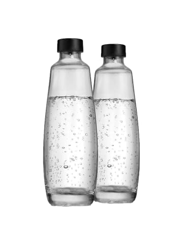 SodaStream Wassersprudler Flasche 2 Glas-Flaschen 1L Twinpack in schwarz