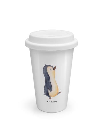 Mr. & Mrs. Panda Mehrwegbecher Pinguin mHerzieren ohne Spruch in Weiß