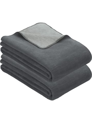 Erwin Müller Baumwollmischung Wohndecke 2er-Pack Matera in grau/silber