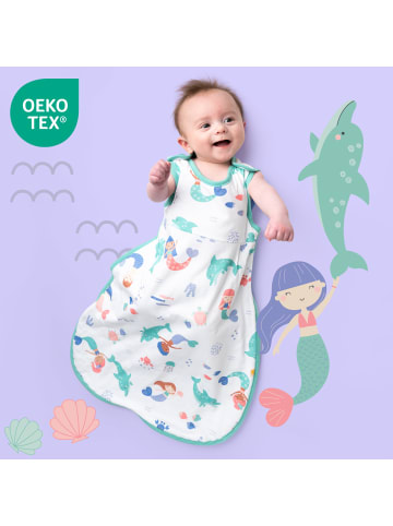 Schlummersack Babyschlafsack, 1.0 TOG in Weiß-Türkis