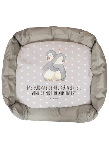 Mr. & Mrs. Panda Katzenkorb Pinguine Kuscheln mit Spruch in Grau Pastell