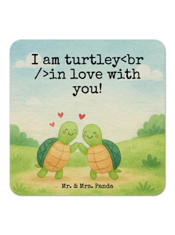 Mr. & Mrs. Panda Bierfilzl Schildkröten Paar Design mit Spruch in Weiß
