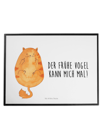 Mr. & Mrs. Panda Tischschoner Katze Frühaufsteher mit Spruch in Weiß
