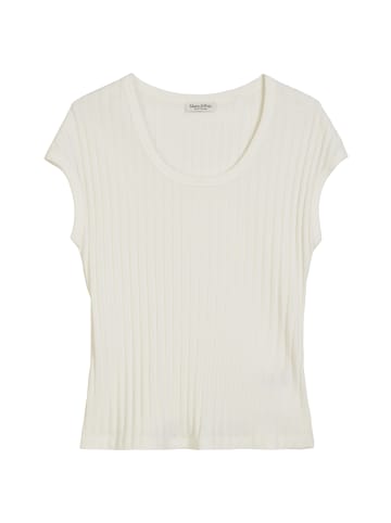 Marc O'Polo Pointelle-T-Shirt slim in white cotton