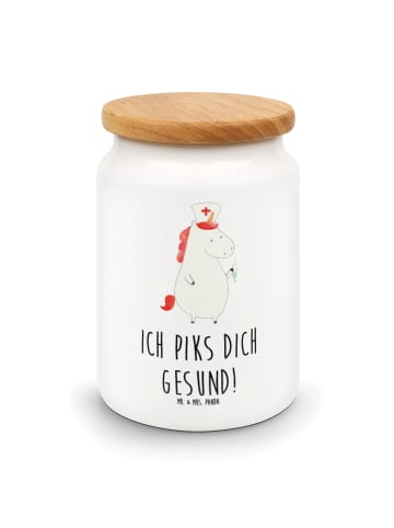 Mr. & Mrs. Panda behälter Einhorn Krankenschwester mit Spruch in Weiß