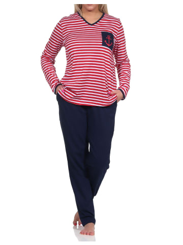 NORMANN Schlafanzug Streifen und Anker - 72516 in rot