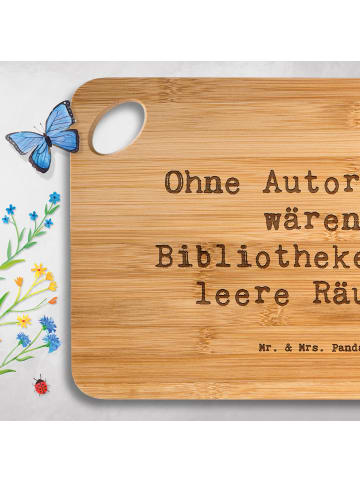 Mr. & Mrs. Panda Schneidebrett Spruch Autorin Magie mit Spruch in Braun