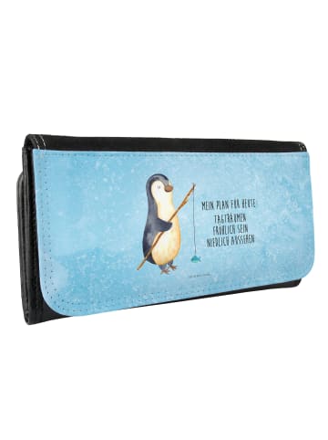 Mr. & Mrs. Panda Portemonnaie für Damen Pinguin Angler mit Spruch in Eisblau