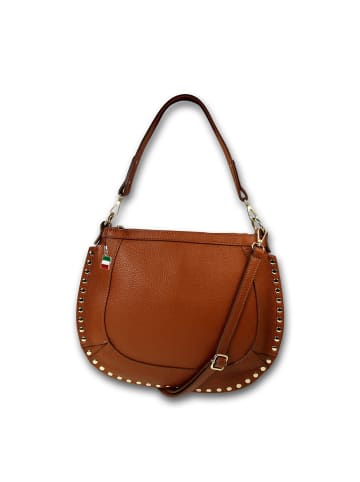 Florence Leder Schultertasche, Umhängetasche Florence Tasche hellbraun ca. 36cm