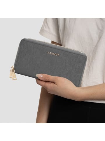 Lazarotti Bologna Leather Geldbörse RFID Schutz Leder 20 cm in grey