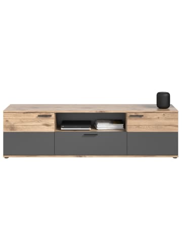 Inn.Furn TV-Lowboard Eiche, grau 194 cm, XL Flat TV Unterschrank mit Soft-Close