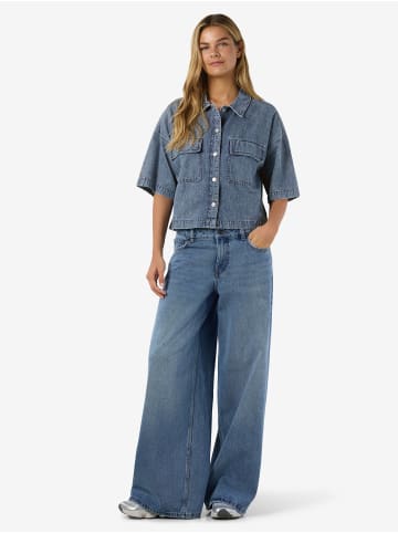 Noisy may Halbarm Jeanshemd Kentkragen Knopfleiste in Blau-3