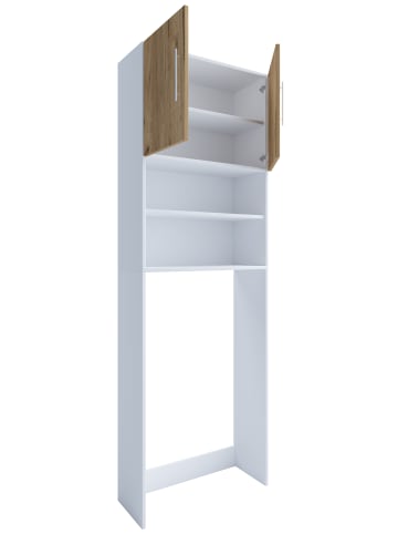 VCM Überbauschrank Waschmaschine Überbau Schrank Jutas in Weiß / Honig-Eiche