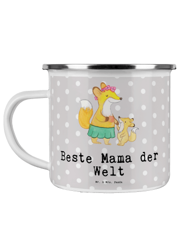 Mr. & Mrs. Panda Tasse Fuchs Beste Mama der Welt mit Spruch in Grau Pastell