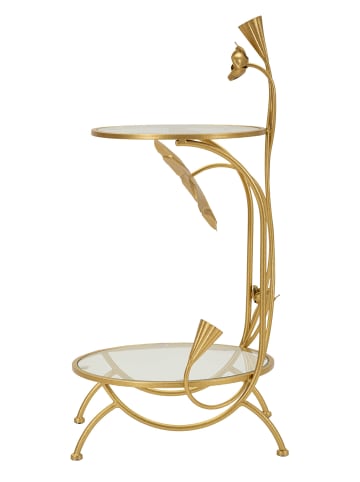 Mauro Ferretti Couchtisch mit 2 Ablagen aus goldfarbenem Metall und Glas, ø 40 x 78 cm