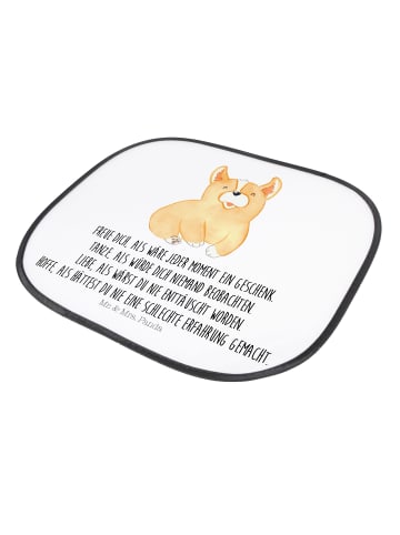 Mr. & Mrs. Panda Auto Sonnenschutz Corgie mit Spruch in Weiß