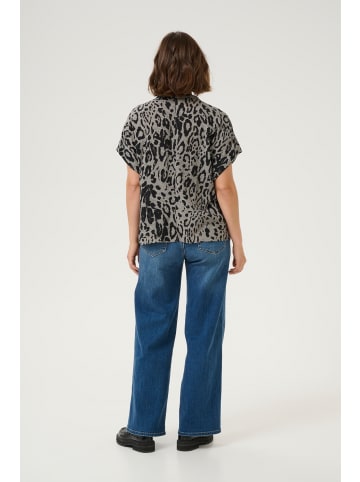 Kaffe Kurzarm-Bluse KAmilia Loose fit in Moonstruck / Black Animal