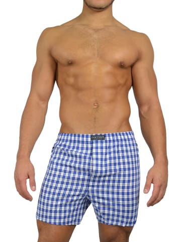 normani 3 Stück Herren Web Boxershorts in Blau/Rot