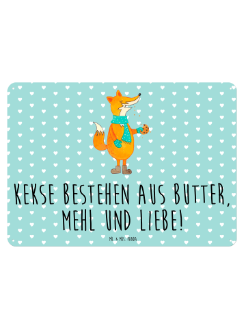 Mr. & Mrs. Panda Blechschild Fuchs Keks mit Spruch in Türkis Pastell