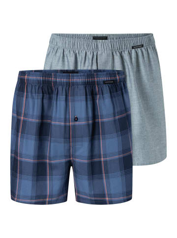 Schiesser Boxershorts Web in Grau / hellblau / rot