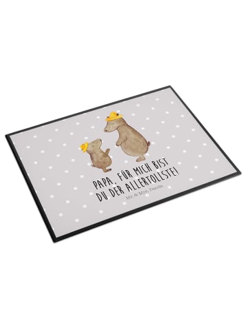 Mr. & Mrs. Panda Tischschutz Bären mit Hut mit Spruch in Grau Pastell