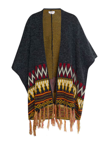 usha FESTIVAL Strickponcho in Marine Grau Mehrfarbig