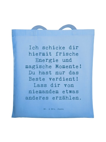 Mr. & Mrs. Panda Tasche Spruch Freude und Energie mit Spruch in Sky Blue