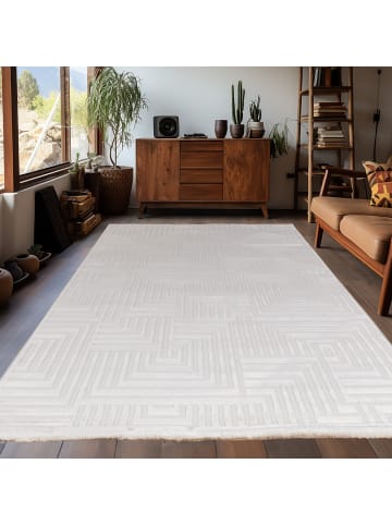 KADIMA DESIGN Teppich Kurzflor 3D-Reliefdesign Polypropylen Wohnzimmer in Creme