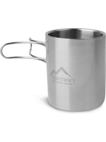 Normani Outdoor Sports Doppelwandige Edelstahl-Tasse mit Faltgriff 250 ml Oklahoma in Silber