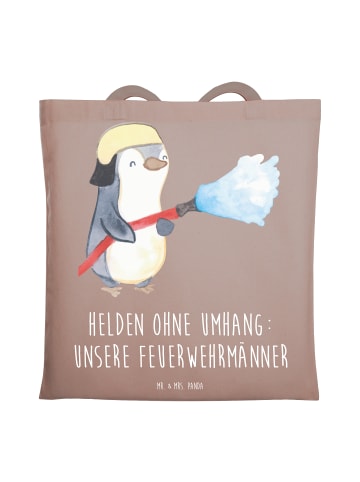 Mr. & Mrs. Panda ToteBag Feuerwehrmann Helden mit Spruch in Braun Pastell