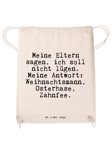 Mr. & Mrs. Panda Turnbeutel Meine Eltern sagen, ich... mit Spruch in Creme