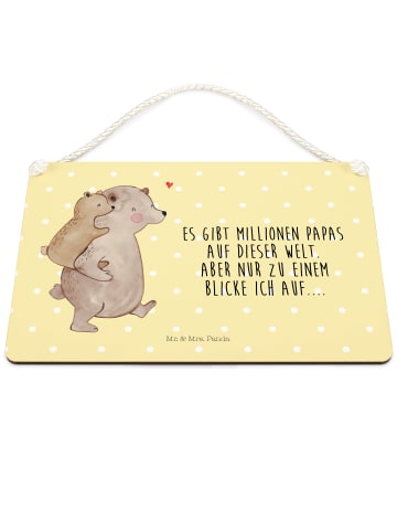 Mr. & Mrs. Panda Wandschild Papa Bär mit Spruch in Gelb Pastell