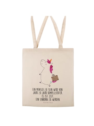 Mr. & Mrs. Panda Einkaufstasche Einhorn Koffer mit Spruch in Creme