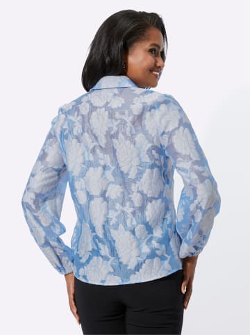 WITT WEIDEN Langarm-Bluse in hellblau-champagner-gemustert