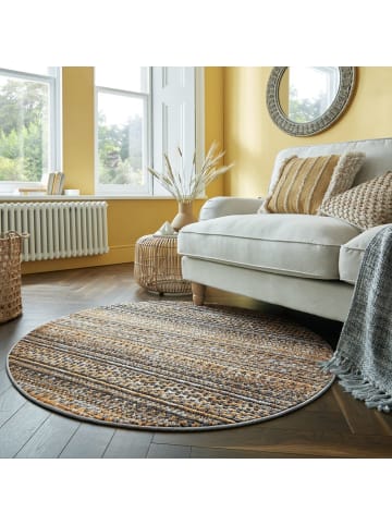 KADIMA DESIGN Geometrischer Wohnzimmer-Teppich in Naturfarben in Senfgelb