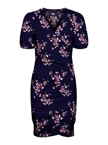 Vero Moda Blusen Midi Kurzarm Tunika Kleid Gerippt VMELISA in Navy