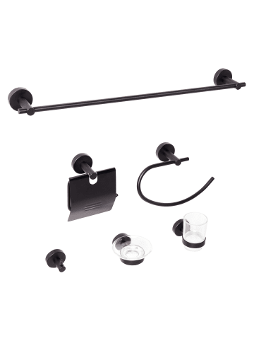 Beliani 6-tlg Badaccessoires Set ZARUMA in Schwarz