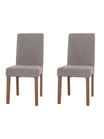 MCW 2er-Set Esszimmerstuhl Littau Chenille, Hellgrau, naturfarbene Beine