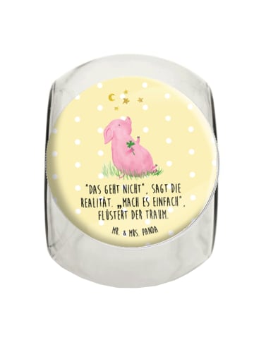 Mr. & Mrs. Panda Naschglas Schwein Glück mit Spruch in Gelb Pastell