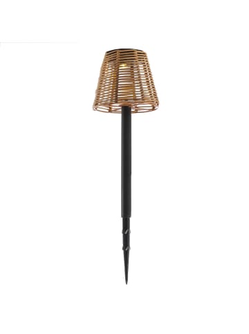 MARELIDA LED Solar Gartenstecker Lampenschirm in Rattanopti Gartenleuchte H: 30cm