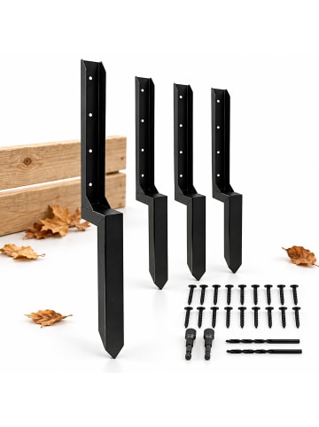 relaxdays 4 x Zaunpfosten Reparaturset in Schwarz - (B)5,1 x (H)85,4 x (T)12 cm