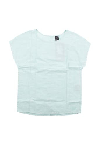 Jack Wolfskin Bluse Shirt Linen Look Top Damen kurzarm Bluse in Blau
