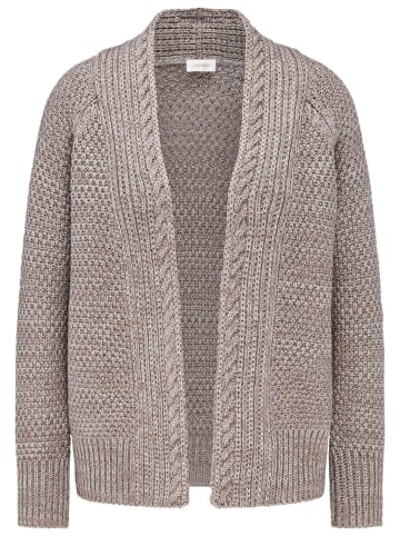 GOLDNER Zeitlose Strickjacke in Grobstrick in taupe / melange